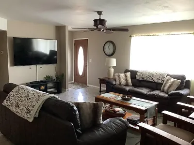 an inside view of the front entrance to the house