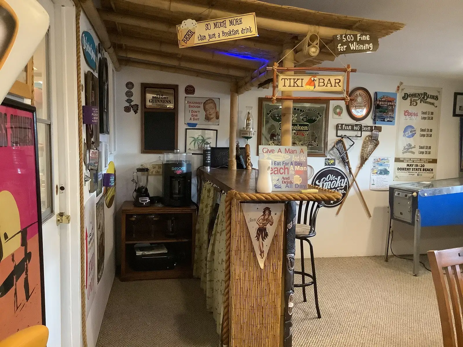 side view of the house's tiki bar